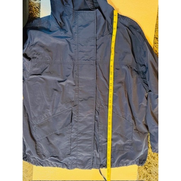 Eileen Fisher Organic Cotton Nylon Rain Jacket Blue Button Hooded Size‎ XL - Picture 13 of 13